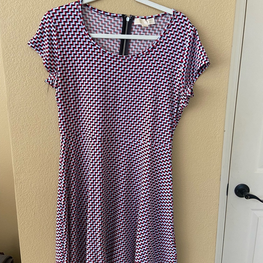 Michael Kors Chic Red and White Patterned Dress